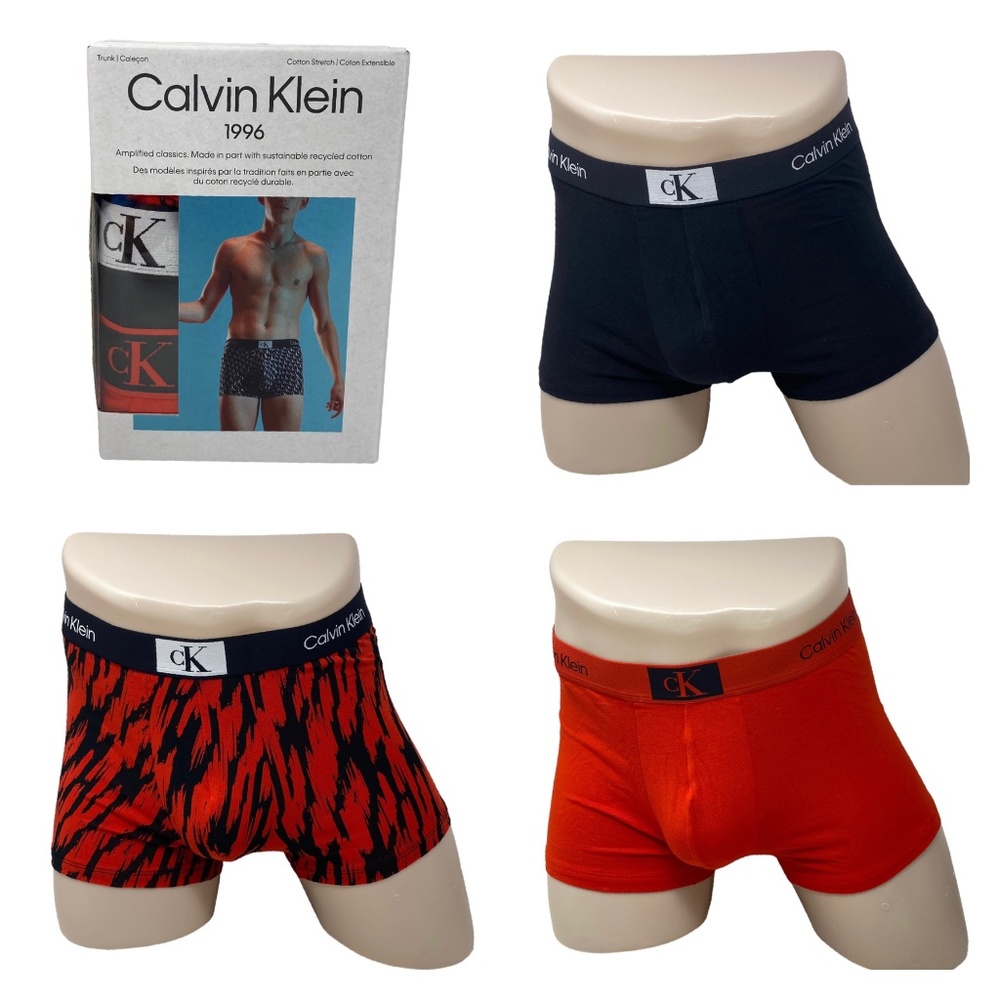 Calvin Klein Trunk Cotton Stretch Red Black 3 Pack Men Size Underwear NB3528912